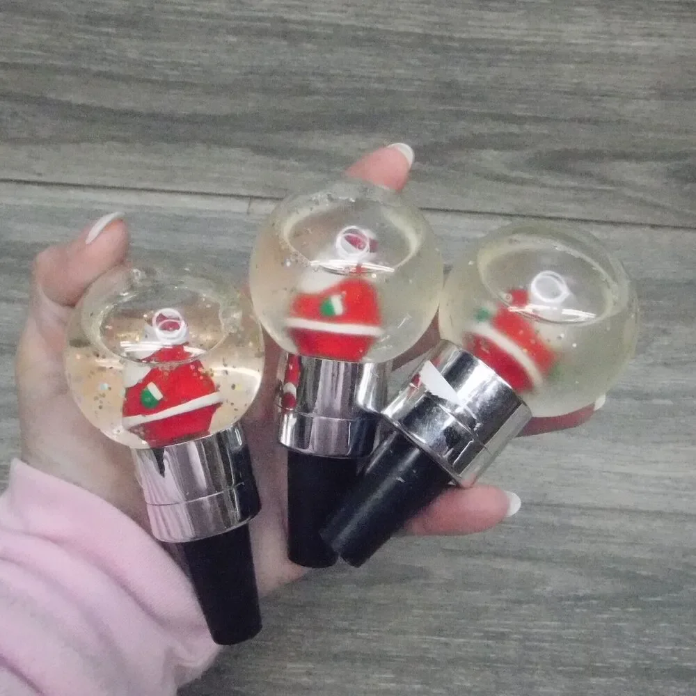 Christmas Santa Snow Globe Wine Bottle Topper Cork Savers Lighted Holiday Party